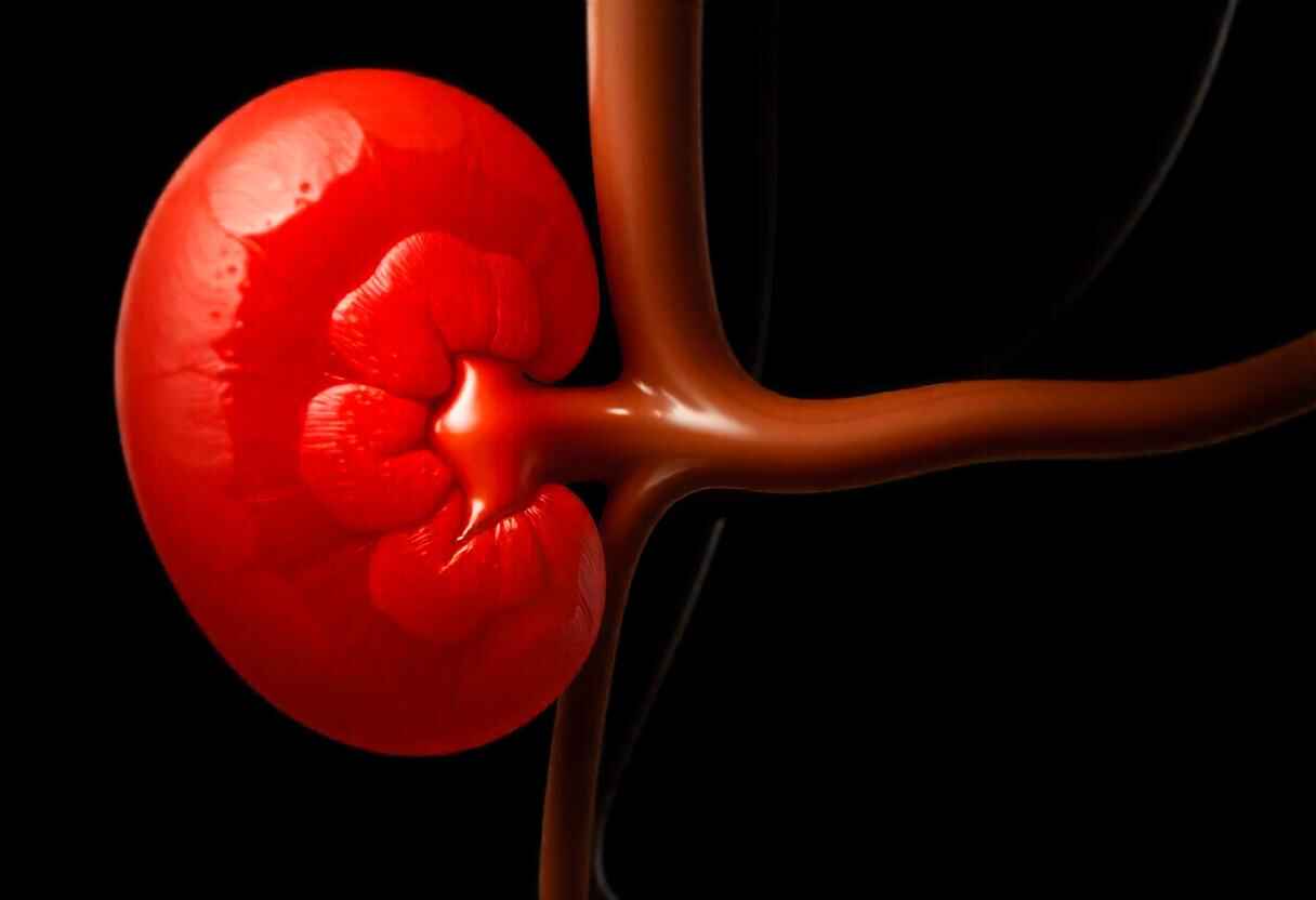 Medical illustration showing different sizes of kidney cysts on a human kidney, with labels indicating small, medium, and large cysts to depict their potential danger based on size and complexity.